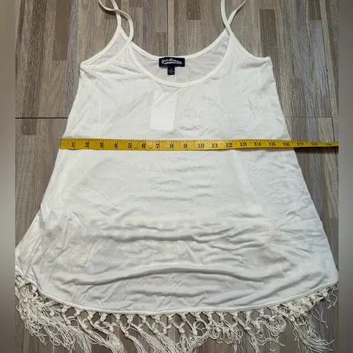 White Fringe Hem Women's Top, Size Small