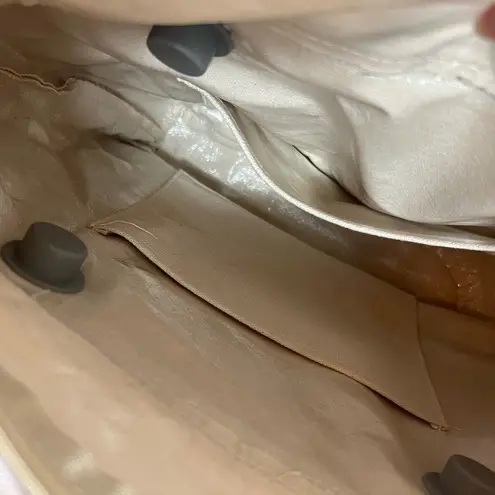 Beach Tote Red Rubber Canvas Lined Tote bag with braided rope handle