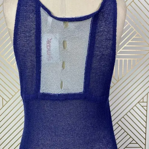 Qi Knit Tank Top Tunic Navy Blue Silver