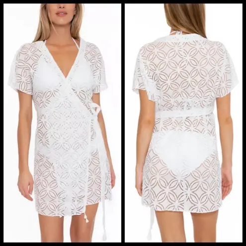 Trina Turk 💕💕 Pacheco Wrap Crochet Dress ~ Swimsuit Cover-Up White NWOT