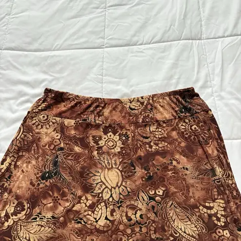 Vintage West End Skirt Womens Large Brown Floral Stretch Boho Fairy Grunge Y2K