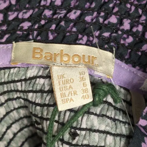 Barbour Midhurst Top Floral Ditsy Print Smocked Ruffle Lyocell Long Sleeve 6 New