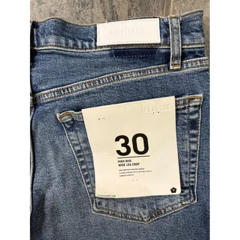 RE/DONE NWT High Rise Wide Leg Crop Jeans Crafted Indigo Sz 30 $295