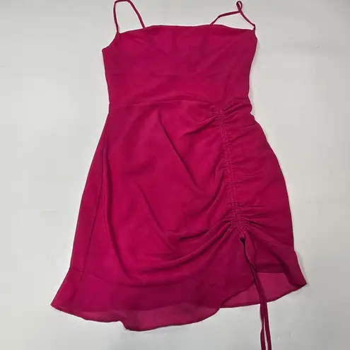MORE TO COME Mileva Ruched Mini Dress in Fuchsia Pink Size XS