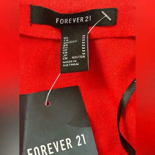 Forever 21  red flirty retro short linen romper with adjustable straps NWT medium