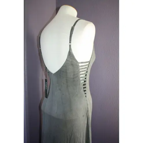 Gypsy 05 NWT Sand Gray Deep V Bamboo Side Strap Detail Maxi Dress S $187