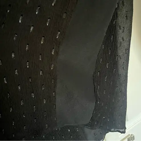 Rebecca Taylor  Black Sheer Metallic Silk Button Up Blouse Size 10