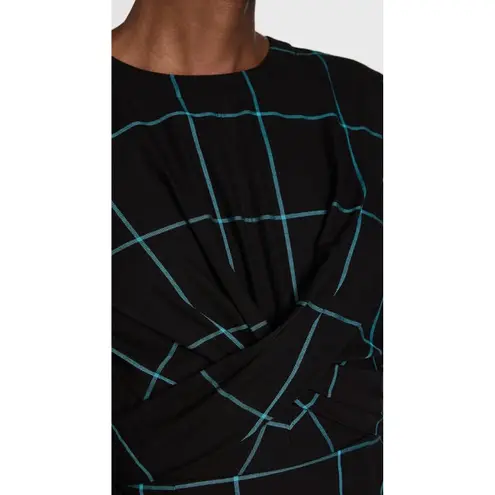 STAUD $350 Crosshill Cut-Out Windowpane Mini Dress Black Cutout Back Size XL