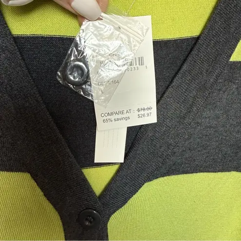 Sweet Romeo Green and Gray Striped Cardigan