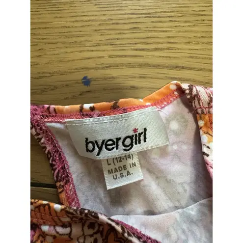 A Byer byer Girl Women Short Sleeve Top Size Large Elastic Floral Colorful Hippie Retro