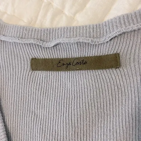 Enza Costa Oversized Slouchy Ribbed Long Sleeve Lounge Sweater Large Gray Blue