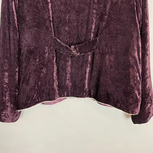 Coldwater Creek Velvet Jacket Lace Collar Purple Women Button Up Victorian Size Large Delicate
