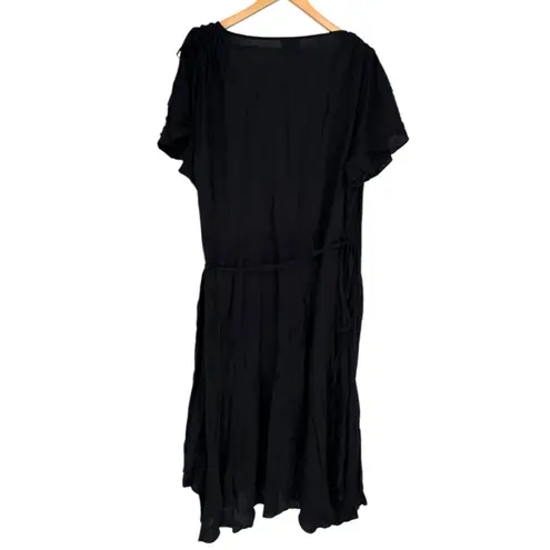 City Chic Imogen Wrap Hi-lo Midi Dress in Black size XXL/24 Split Sleeve NWT