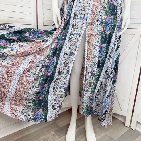 Jaase Endless Summer Boho Multi Floral Print Open Back Maxi Sundress Small