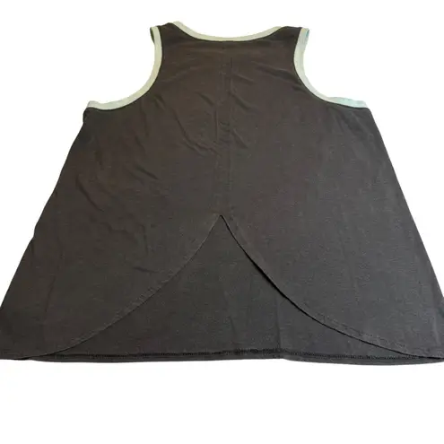 Peloton Tank Top Womens M Gray Teal Athletic Sleeveless Split Back Activewear #