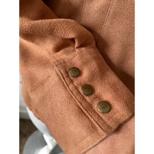 Emma James Liz Claiborne Faux Suede Brown Button-Up Western Shirt Size 14