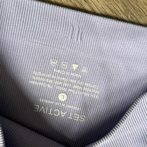 Set Active  Light Purple Sports Bra Ribbed Square Neck Lavender - Image 4