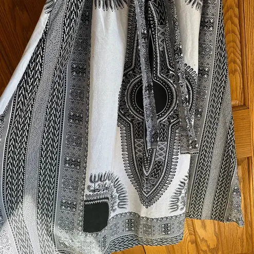 KaraChic by NF Dashiki Print Maxi Skirt Black & White Elastic Waist One Size Size undefined