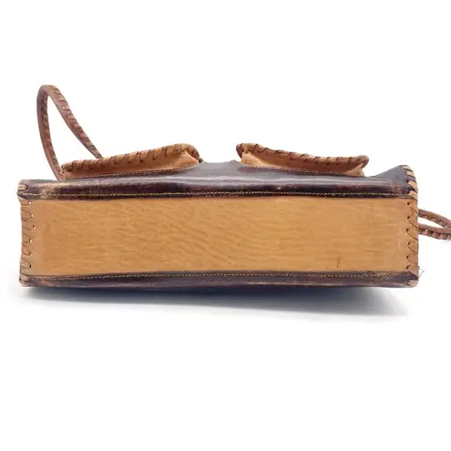 Vintage Tooled Leather Purse Made in Syria Brown Shoulder Bag Western Boho