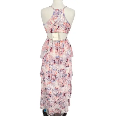 Fanco Cutout Tiered Sleeveless Maxi Dress Multicolor Pink Purple Size Medium NWT