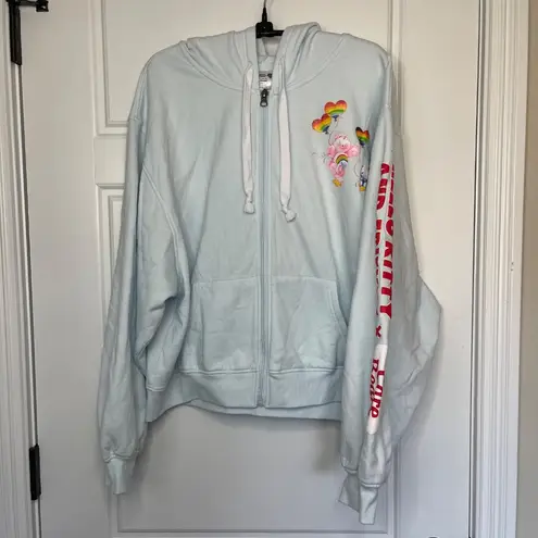 Sanrio Hello Kitty X Care Bears Collab Graphic Hoodie Women's Size XXL Full Zip Blue