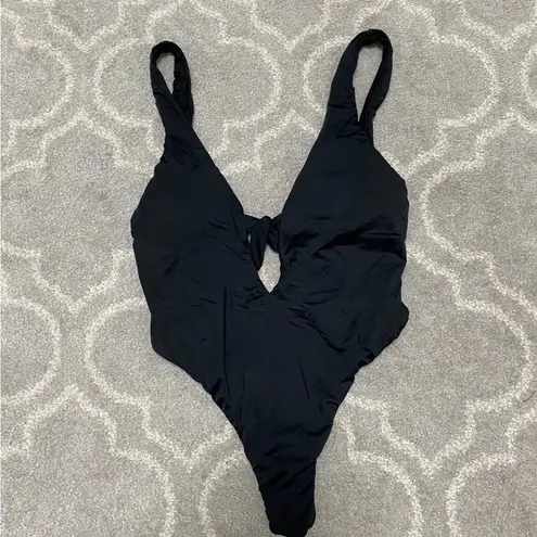 The Bikini Lab Black Tie-Front One-Piece Swimsuit – Size M