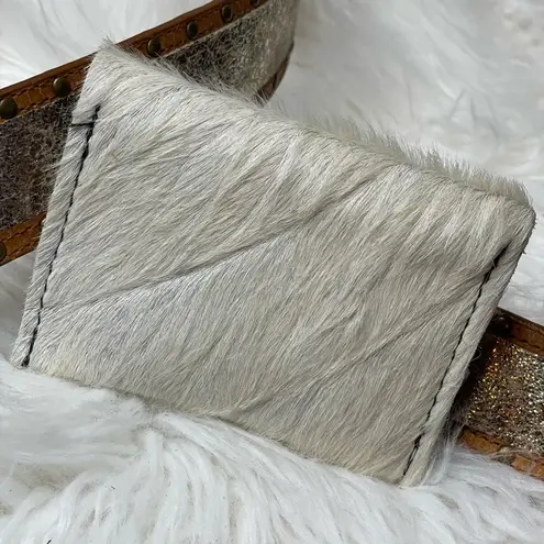 Boutique Hair on Hide Genuine Leather Card Holder with snap closure. Made in USA