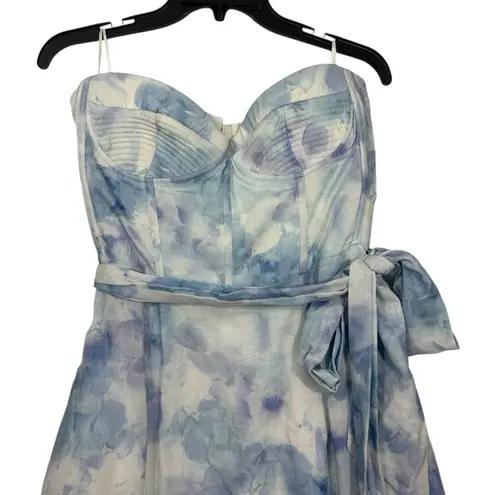 Bardot NWT $169 Strapless Corset Vibrant Aqua Tie Dye Midi Dress XL US 10