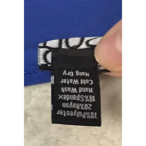 Clara Sun Woo Top Womens Medium Blue 3/4 Sleeve Split Hem Stretch Tunic USA