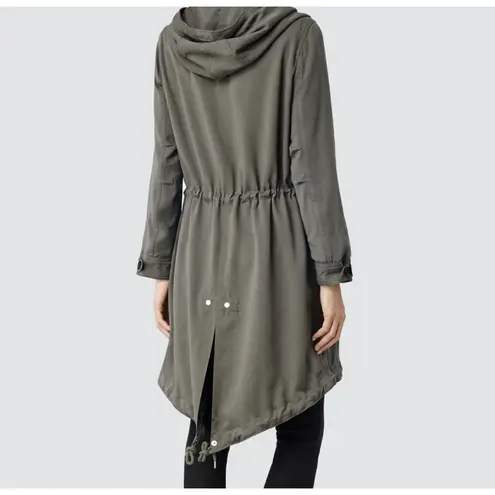 All Saints Portere Draped Hooded Parka in Army Green 4