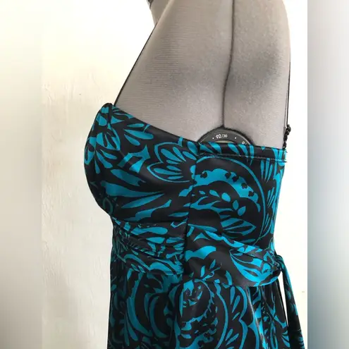 Ruby Rox Womens Dress Size Small Juniors Lined Taffeta Trim Lining Black & Teal