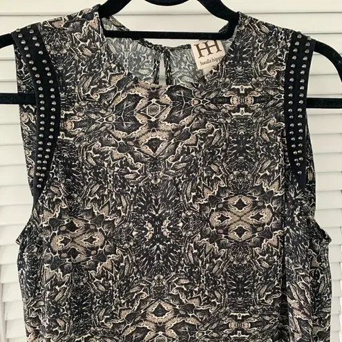 Haute Hippie Silk Snake Print Studded Top