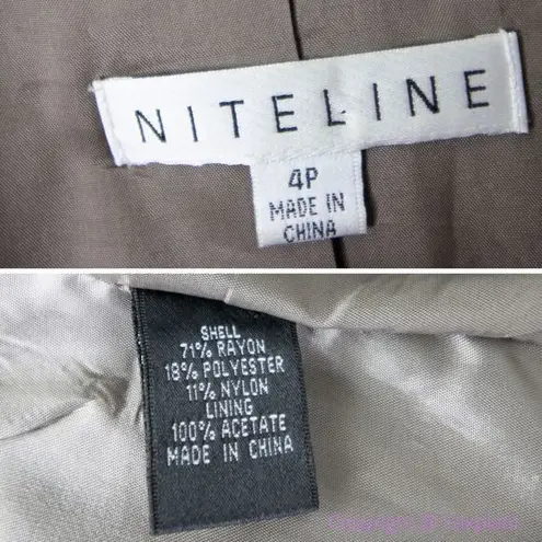 Vintage Niteline ruffle collar metallic grey cocktail blazer jacket, Petite 4 Gray Size 4P