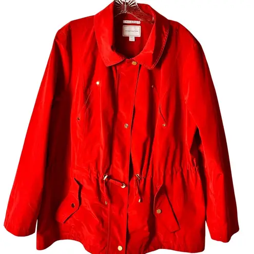 Charter Club XL Red Water-Resistant Jacket With Drawstring Waist Snap Pockets