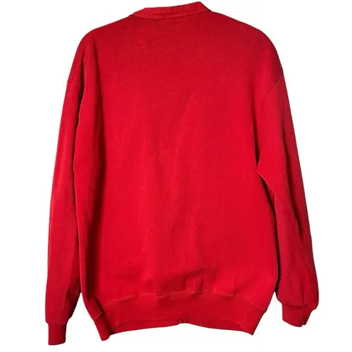 Vintage The Pampered Patch Hand Sewn Ceramics Art Red Cardigan Medium 1980’s B7