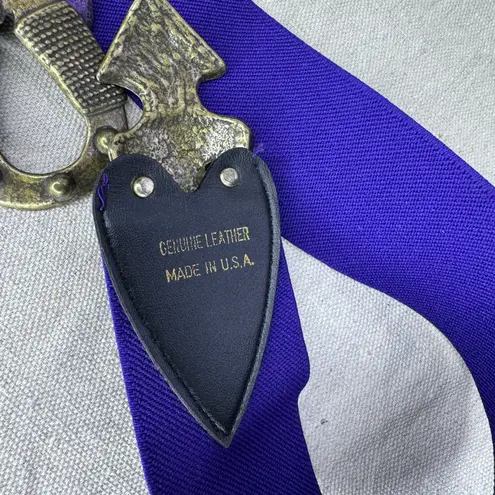 Vintage Omega Arrowhead Western Style Leather Elastic Purple Belt