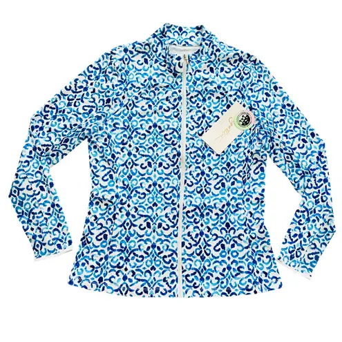NWT Ladies GOTTEX Santorini Blue Golf Tennis Long Sleeve Jacket M Full Zip Mesh Size M
