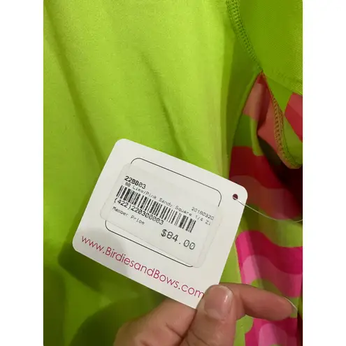 Birdies & bows lime pink sandy square pullover size Large NEW Green