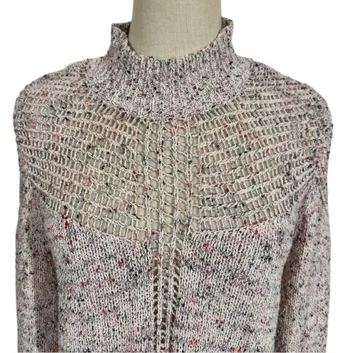 Cushnie Mock Neck Open Knit Fringe Cropped Sweater Runway Pink Size M