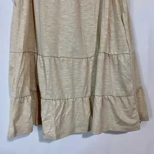 Women’s Crewneck Tiered Ruffle Back Tie Tank Tan Size Small NWOT