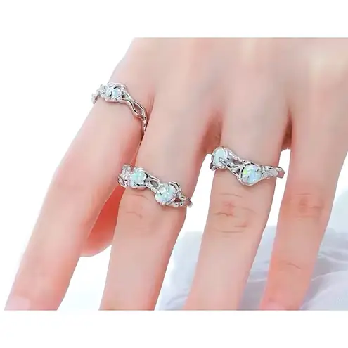 Boutique Three Stone Opal Ring | 925 Sterling Silver