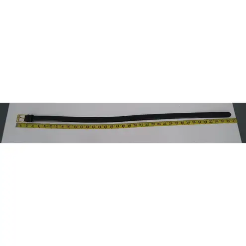 Black Crocodile Embossed Leather Belt with Gold Buckle Women's Size M Size M