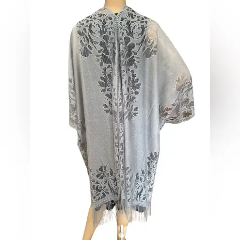NWT AD 1pc Solid Color Lace Shawl Loose Thin Breathable Tassel Cardigan Grey OS Gray Size undefined