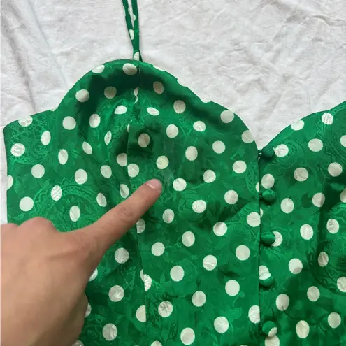 Victoria's Secret  Gold Label Vintage 90’s Green and White Polka Dot Mini Dress