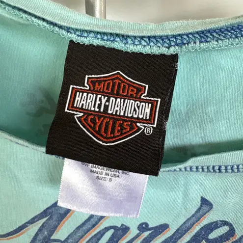 Y2K Harley Davidson Logo Graphic Tee Motorcycles Blue Biker Moto T