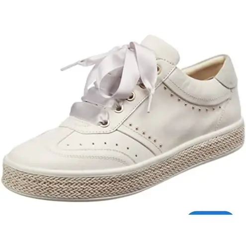 Geox D Leelu grey suede ribbon lace up sneaker size 6 Gray