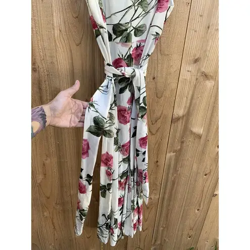 Karin Stevens Vintage Floral Print Dress Cottagecore Sz 6 Petiteā White Pink