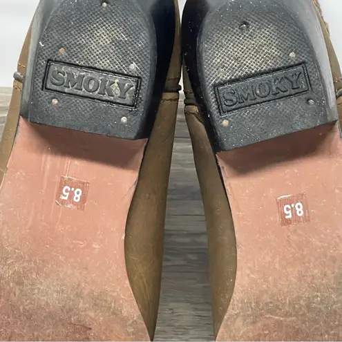 Smoky Mountain Women’s Brown Leather Cowboy Boots 8.5D Pink Stitching Western Size 8.5