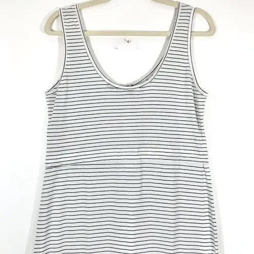 VERO MODA New  Striped Knit Henley Daina Dress Sleeveless Tie Waist Maxi White