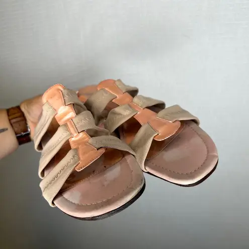 Donald J Pliner Vintage Y2K Women's Peach Beige Leather Heeled Sandals Size 10M Tan
